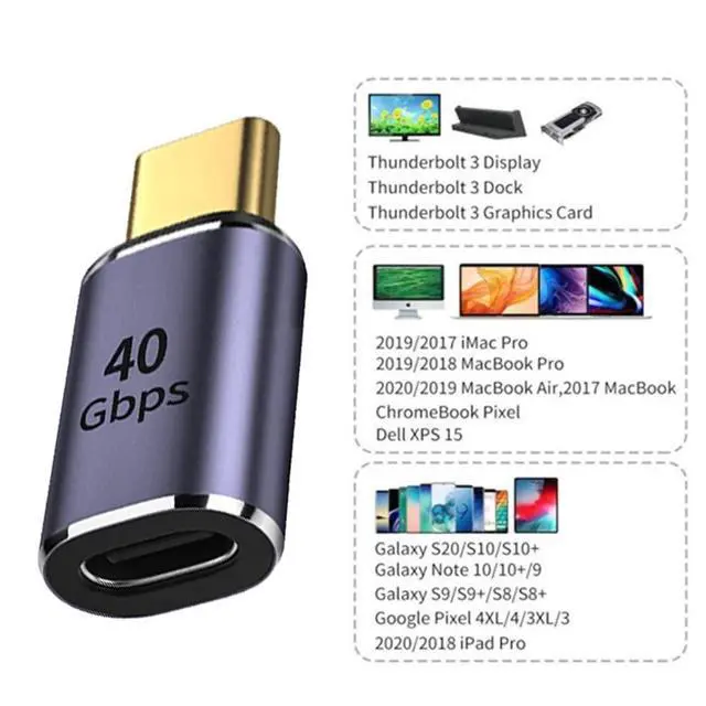 Alt view image 3 of 7 - 40Gbps USB4 Type C Male to Female Straight Connector 100W Power Data 8K Video Adapter for USB4.0