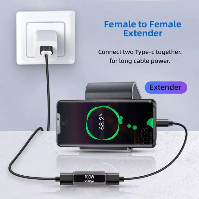 Alt view image 3 of 7 - USB4 Type C Female to Female 100W Power 20Gbps Data 8K Video Extender Adapter for USB4.0