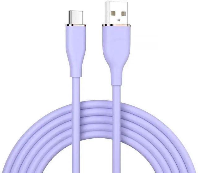 Main image of Colorful USB-A Type A to USB-C Liquid Silicone Ultra Soft Power USB2.0 Data Cable Fast Charge for Laptop Tablet Phone (Purple 100cm)