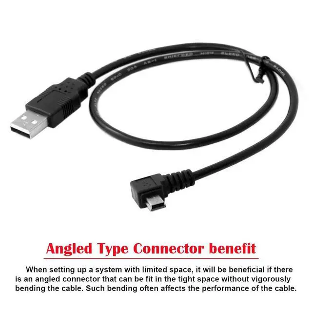 Alt view image 5 of 6 - chenyang Mini USB Cable USB 2.0 Male to Mini USB 5 Pin Male 90 Degree Right Angled Charging Data Transfer Extension Cable Black 3.0M