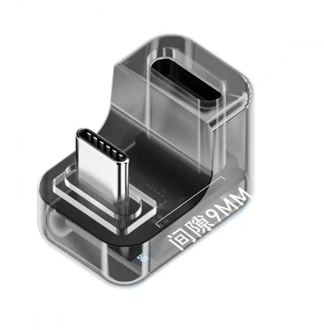 Main image of Adapter Transparent Type-C Smart LED Display USB-C Male to Female Extension Adapter USB4.0 40Gbps 140W Opposite U Shape Back Angled Current Voltage Monitoring