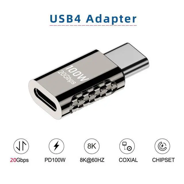 Alt view image 2 of 7 - 20Gbps USB4 Type C Male to Female Straight Connector 100W Power Data 8K Video Adapter for USB4.0