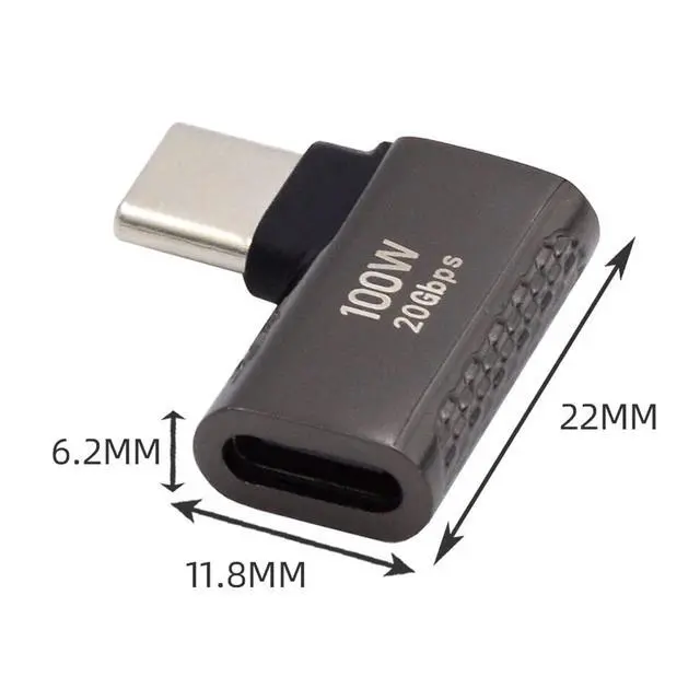 Alt view image 5 of 7 - 20Gbps USB4 Type C Male to Female 90 Degree Left Right Angled 100W Power Data 8K Video Adapter for USB4.0