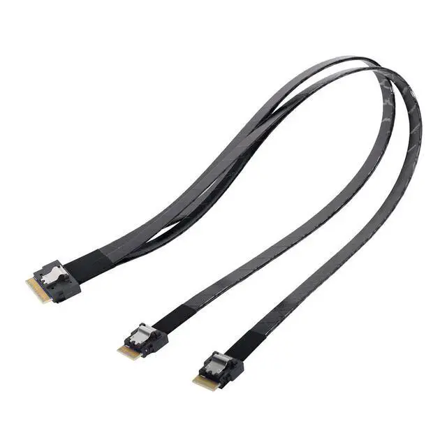 Alt view image 3 of 7 - Slimline Cable PCI-E Ultraport SAS Slim 4.0 SFF-8654 8i 74pin to Dual SFF-8654 4i 38Pin Cable 40cm PCI-Express