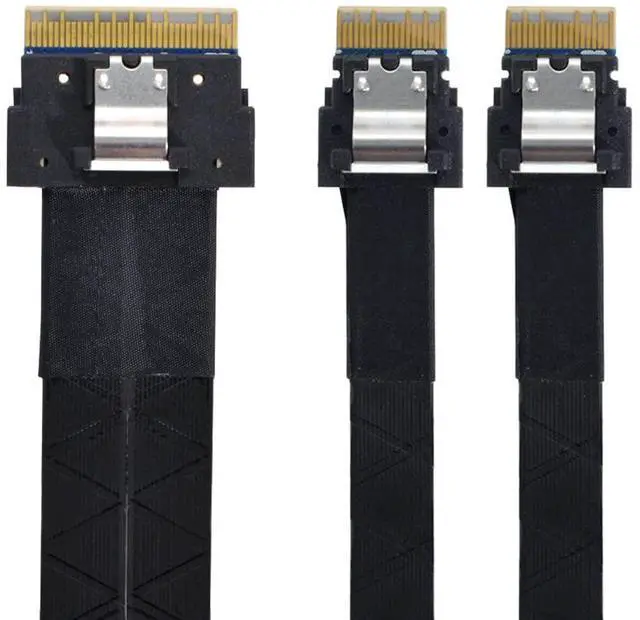 Main image of Slimline Cable PCI-E Ultraport SAS Slim 4.0 SFF-8654 8i 74pin to Dual SFF-8654 4i 38Pin Cable 40cm PCI-Express