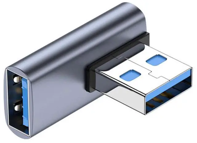 Main image of 10Gbps USB3.0 Male to Female Extension Power Data Video Adapter Low Profile 90 Degree Left Angled Type