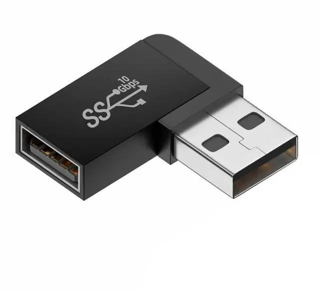 Main image of 10Gbps USB3.0 Male to Female Extension Power Data Video Adapter 90 Degree Left Angled Type