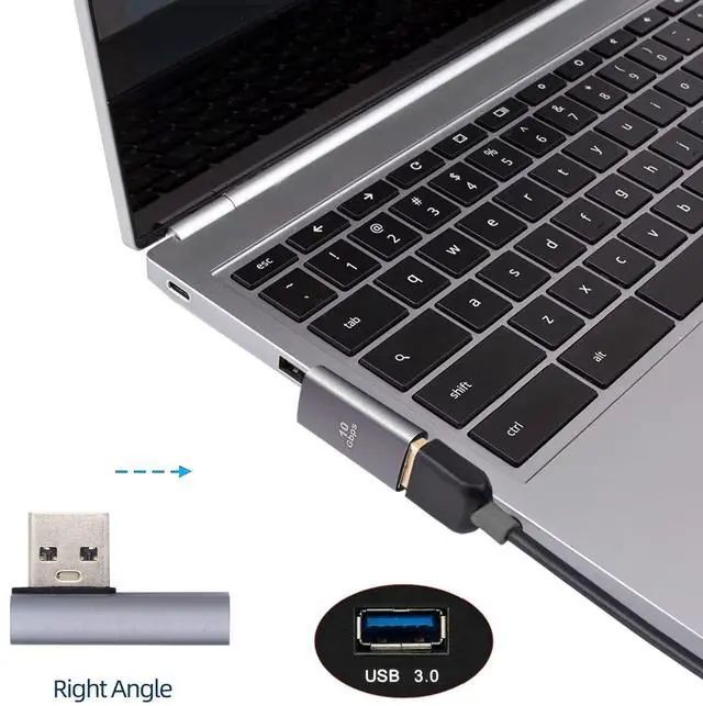Alt view image 2 of 7 - 10Gbps USB3.0 Male to Female Extension Power Data Video Adapter Low Profile 90 Degree Right Angled Type