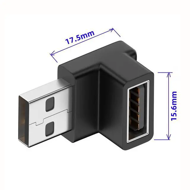 Alt view image 3 of 6 - 10Gbps USB3.0 Male to Female Extension Power Data Video Adapter 90 Degree Down Angled Type