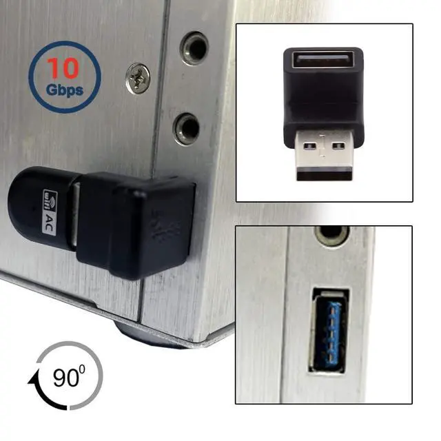 Alt view image 5 of 6 - 10Gbps USB3.0 Male to Female Extension Power Data Video Adapter 90 Degree Down Angled Type