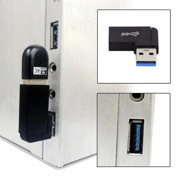 Alt view image 7 of 7 - 10Gbps USB3.0 Male to Female Extension Power Data Video Adapter 90 Degree Right Angled Type