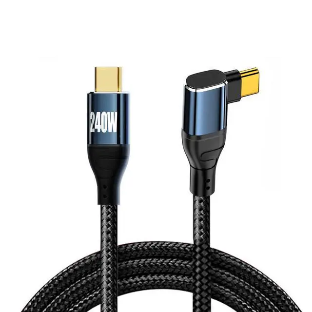 Alt view image 7 of 7 - Cable USB-C 240W Type-C Male to Male Cable Left Right Angled Connector 48V 5A Compatible with USB2.0 480Mbps 100W Charging for Laptop Tablet Phone