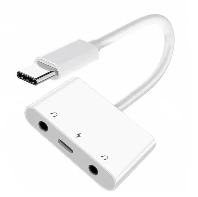 Main image of Type C USB-C to Dual 3.5mm Audio AUX & MIC Sound Card with PD Power Charge Adapter Compatible with Laptop Tablet Phone