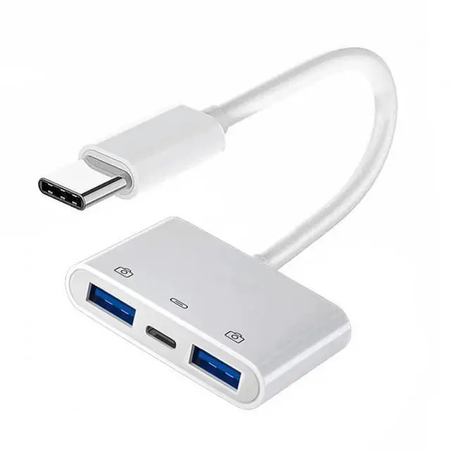 Main image of Type C USB-C to Dual Type-A USB3.0 Female with PD Power Charge Adapter Compatible with Laptop Tablet Phone