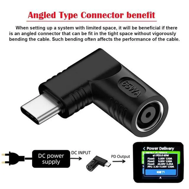 Alt view image 4 of 7 - Adapter DC 20V Jack 7.9 * 5.4mm Input to USB-C Type-C Output 90 Degree Right Angled Power Plug Charge Adapter