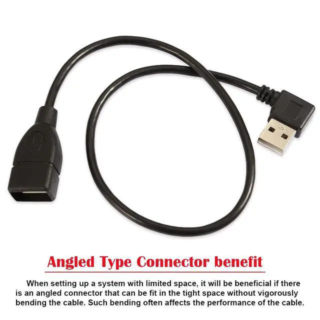 Alt view image 2 of 7 - USB 2.0 A Type Male Right Angled to USB 2.0 Female Extension Cable 90 Degree Connector 40cm
