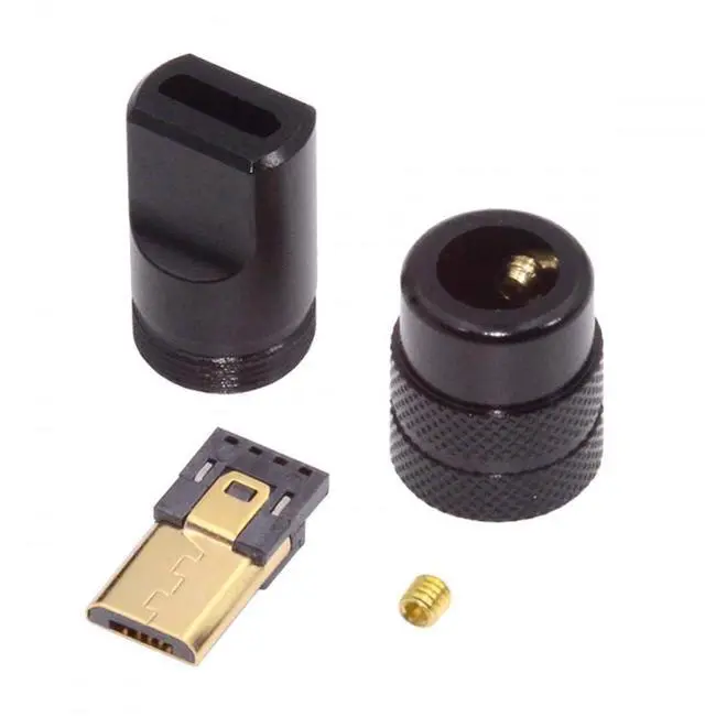 Main image of Connector Micro USB2.0 5Pin Male Plug Connector Solder Type with Aluminum Alloy Shell Black Customization for 4.0mm~6.0mm Cable
