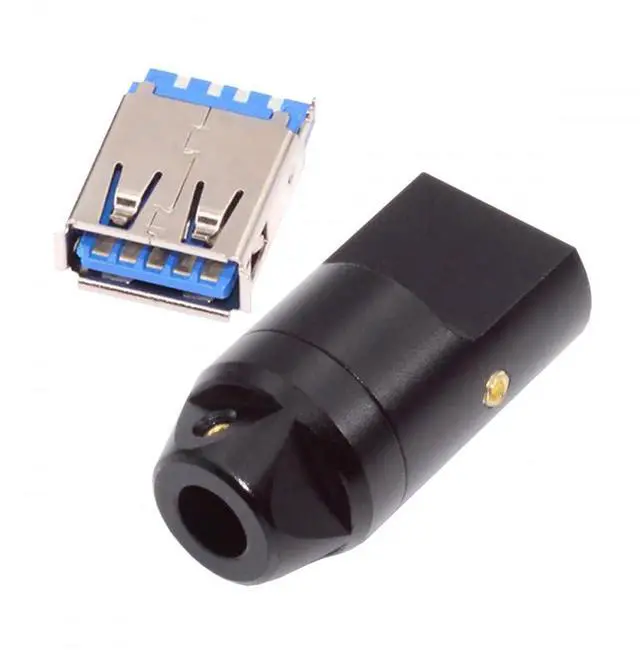 Main image of Connector USB 3.0 Type-A Female Socket Receptacle Connector Solder Type with Aluminum Alloy Shell Customization for 6.0mm Cable