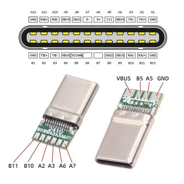 Alt view image 3 of 7 - Connector USB 3.1 Type-C Male Plug Connector Solder Type with Aluminum Alloy Shell Silver Customization for 4.0mm~6.0mm Cable