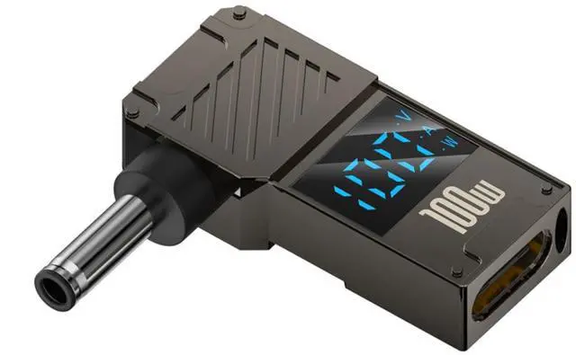 Main image of Adapter Type-C USB-C Input to DC 4.5x3.0mm Jack Smart LED Display 100W Output Power 20V 5A PD Charge 65W Adapter Compatible with DELLLaptop