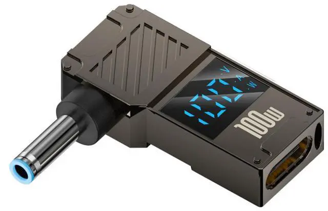 Main image of Adapter Type-C USB-C Input to DC 4.5x3.0mm Jack Smart LED Display 100W Output Power 20V 5A PD Charge 65W Adapter Compatible with Laptop