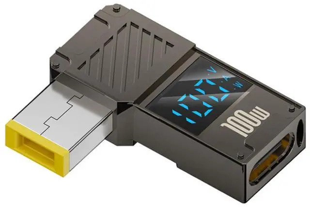 Main image of Adapter Type-C USB-C Input to Rectangular Jack Smart LED Display 100W Output Power 20V 5A PD Charge 65W Adapter for Thinkpad X1 Legion Y7000P Laptop