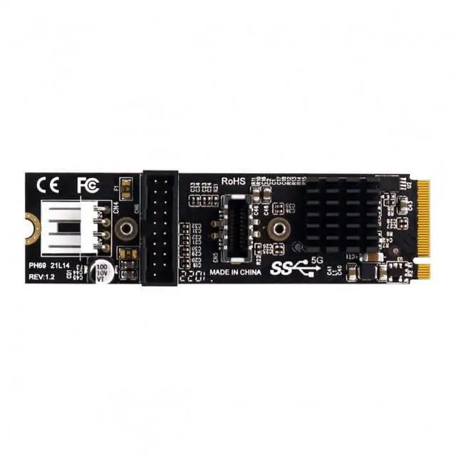 Alt view image 3 of 7 - Card 5Gbps Type-E USB 3.1 Front Panel Socket USB 2.0 to NVME NGFF M-Key Express Card Adapter for Motherboard