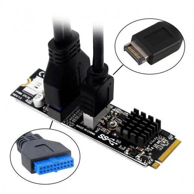 Alt view image 5 of 7 - Card 5Gbps Type-E USB 3.1 Front Panel Socket USB 2.0 to NVME NGFF M-Key Express Card Adapter for Motherboard