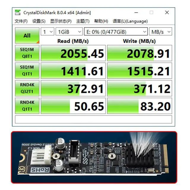 Alt view image 6 of 7 - 20Gbps Type-E USB 3.1 Front Panel Socket to NVME NGFF M-Key Express Card Adapter ASM3242 Chipset for Motherboard
