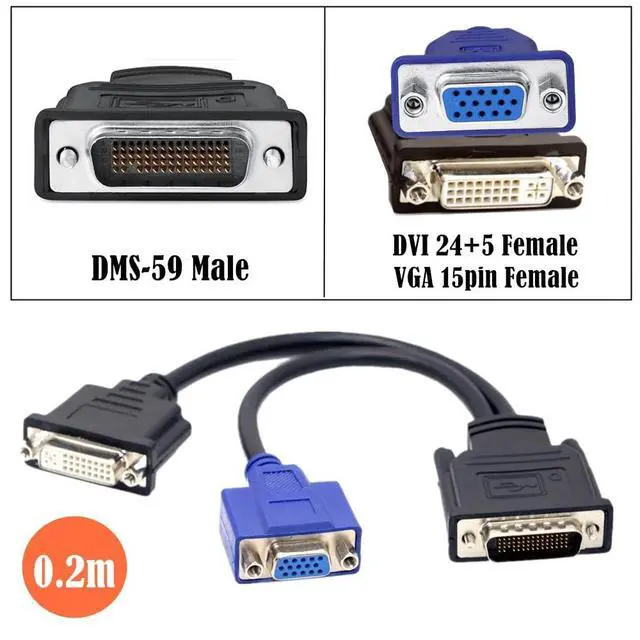 Alt view image 4 of 7 - Cable LFH 60Pin DMS 59pin Male to Dual DVI 24+5 Female VGA RGB 15pin Female Splitter Extension 15cm for Graphics Card