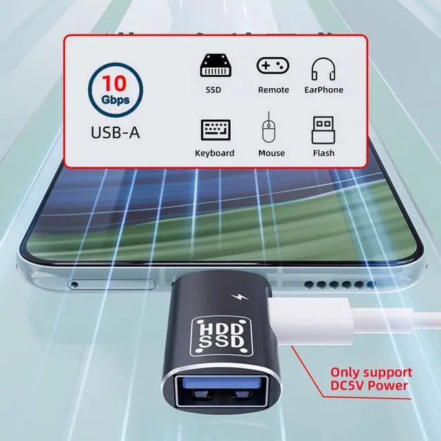 Alt view image 5 of 7 - Adapter 10Gbps USB-C Type-C to USB 3.0 Female OTG & DC 5V Power Convertor for Tablet Phone