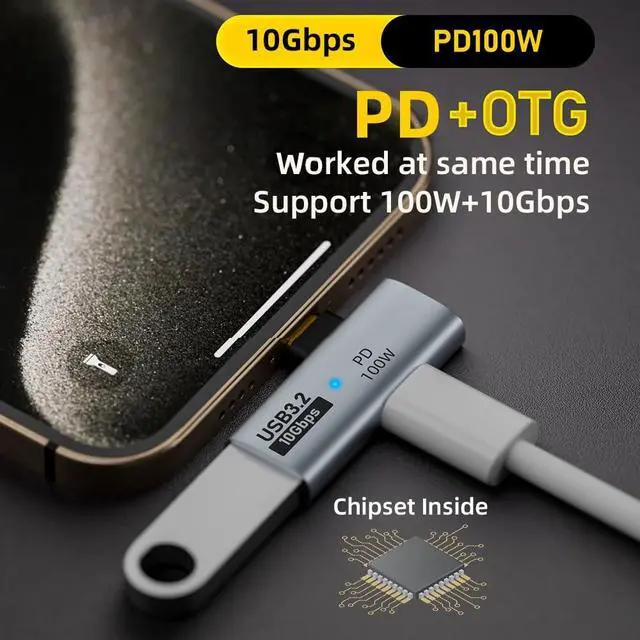 Alt view image 2 of 7 - Adapter 10Gbps USB-C Type-C to USB 3.0 Female OTG & 100W PD Power for Laptop Tablet Phone