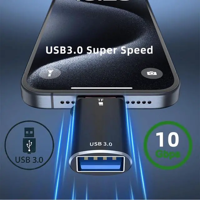 Alt view image 3 of 7 - Adapter 10Gbps USB-C Type-C to USB 3.0 Female OTG & TF Micro-SD Card Reader for Laptop Tablet Phone
