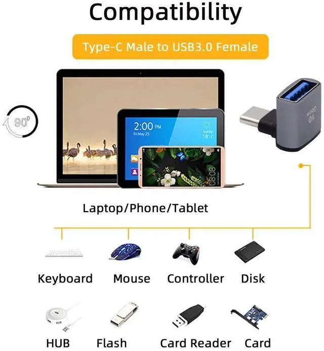 Alt view image 3 of 6 - Adapter Up Down Angled USB-C Type-C to USB 3.0 Female OTG Adapter 90 Degree for Laptop Phone