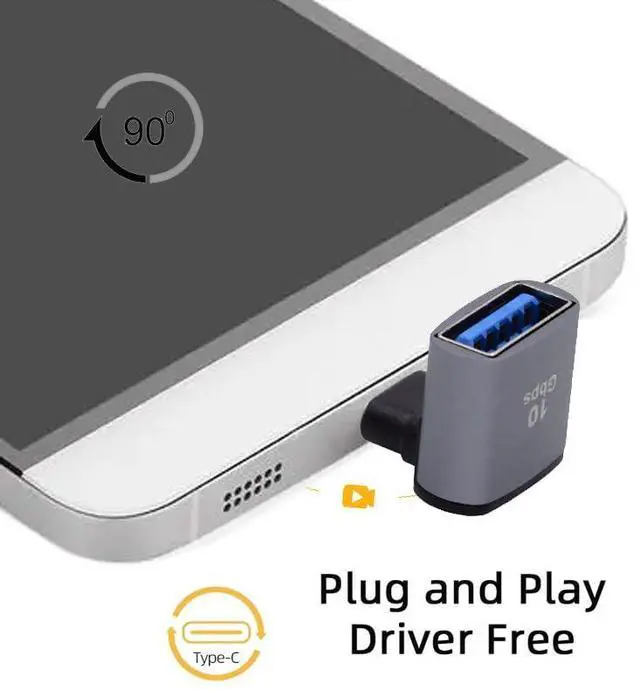 Alt view image 2 of 6 - Adapter Up Down Angled USB-C Type-C to USB 3.0 Female OTG Adapter 90 Degree for Laptop Phone