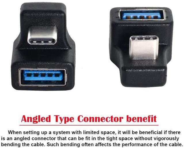 Alt view image 2 of 6 - Adapter Type-C USB-C OTG to USB 3.0 Female Extension Adapter 360 Degree Down Up Opposite U Shape Back Angled for Phone Tablet