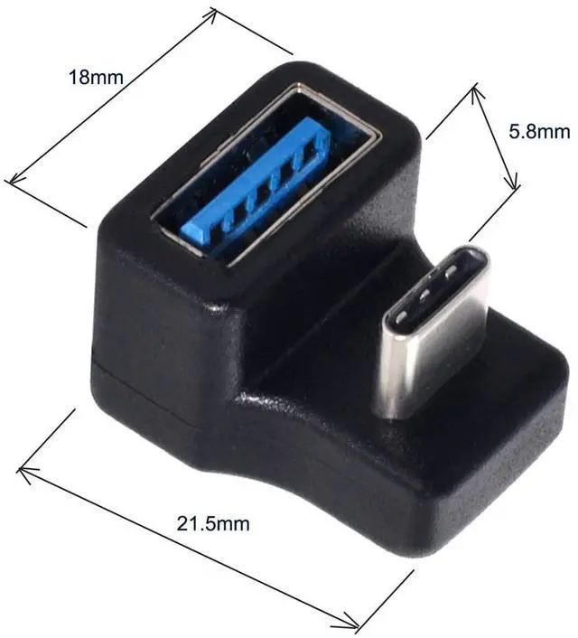 Alt view image 3 of 6 - Adapter Type-C USB-C OTG to USB 3.0 Female Extension Adapter 360 Degree Down Up Opposite U Shape Back Angled for Phone Tablet