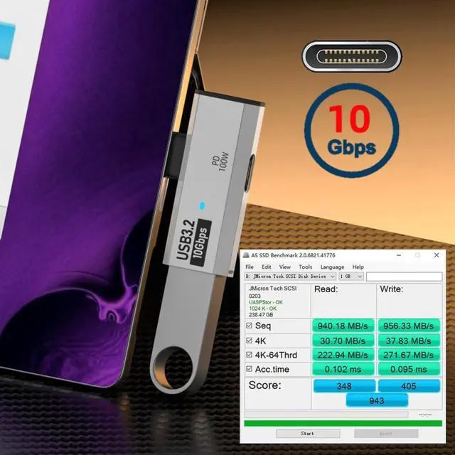 Alt view image 6 of 7 - Adapter 10Gbps USB-C Type-C 1-to-2 USB-C Female OTG & 100W PD Power Adapter for Laptop Tablet Phone