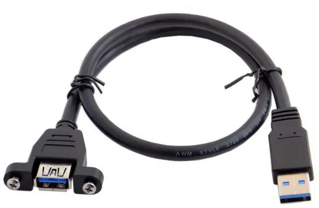 Main image of chenyang USB 3.0 A Type Male to Female Extension Cable with Panel Mount Screws 50cm