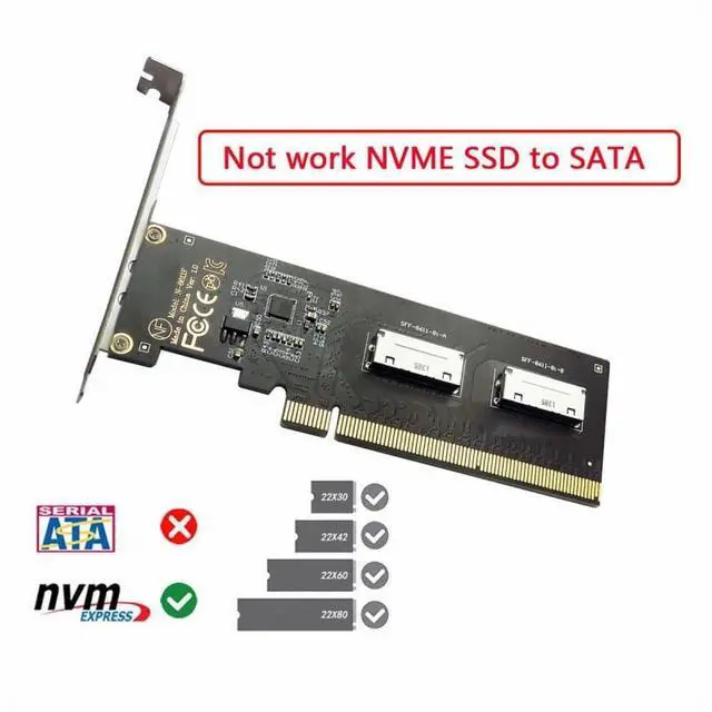 Alt view image 2 of 7 - Adapter PCIE4.0 PCI-Express 16x to Dual Oculink SFF-8612 SFF-8611 8X VROC Adapter for Mainboard SSD Graphics Card