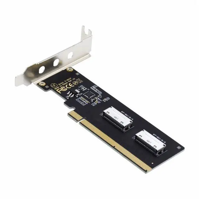 Main image of Adapter PCIE4.0 PCI-Express 16x to Dual Oculink SFF-8612 SFF-8611 8X VROC Adapter for Mainboard SSD Graphics Card