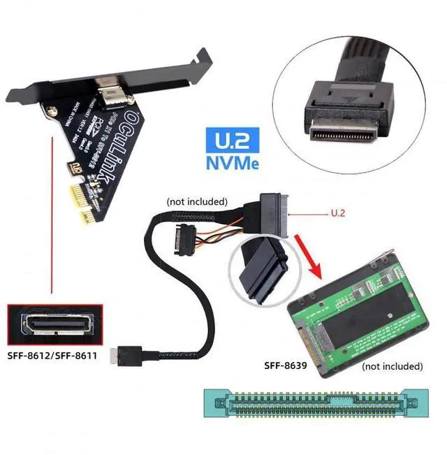 Alt view image 5 of 7 - Adapter PCI-Express 4.0 PCIE 1x to Oculink SFF-8612 SFF-8611 Host Card for U.2 SSD eGPU External Graphics Card Dock