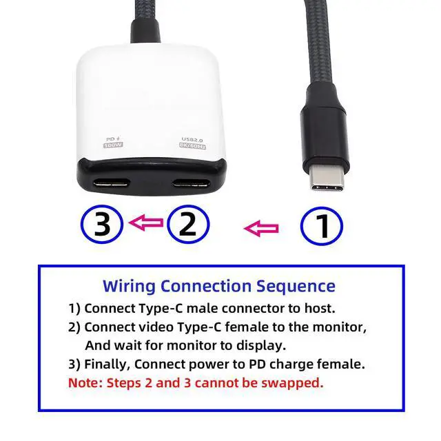 Alt view image 2 of 7 - USB-C Type-C 1-to-2 VR AR Glass OTG 8K Video USB-C Female 100W PD Power Cable for NS Handheld Console Laptop Tablet Phone (White)