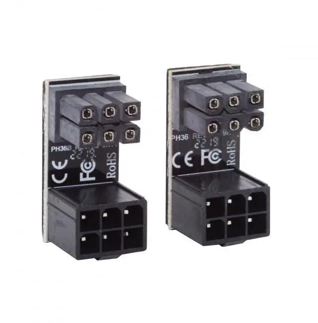 Main image of 2pcs/lot ATX 6Pin GPU Male to Female 360 Degree Up Down Angled Power Header Adapter for Graphics Card 12V