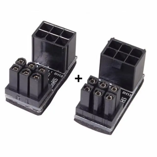 Alt view image 6 of 6 - 2pcs/lot ATX 6Pin GPU Male to Female 360 Degree Up Down Angled Power Header Adapter for Graphics Card 12V