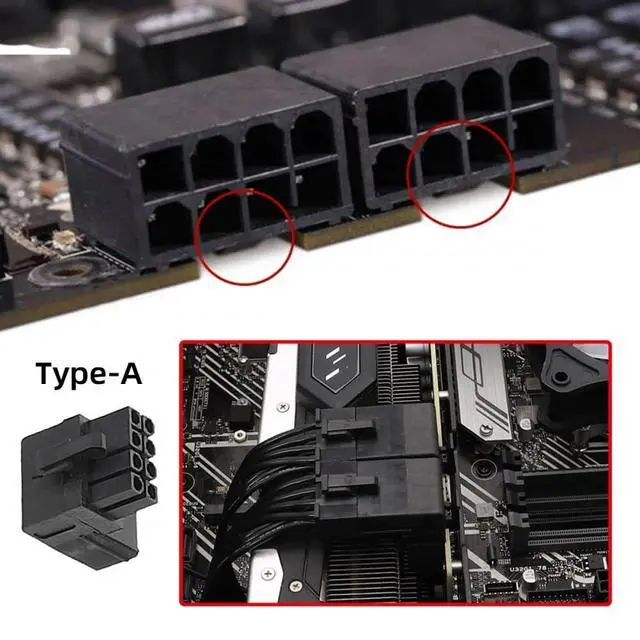 Alt view image 6 of 7 - Adapter 2pcs/lot ATX 8P Male to Female 90 Degree Up Down Angled Power Header Adapter for GPU Graphics Card