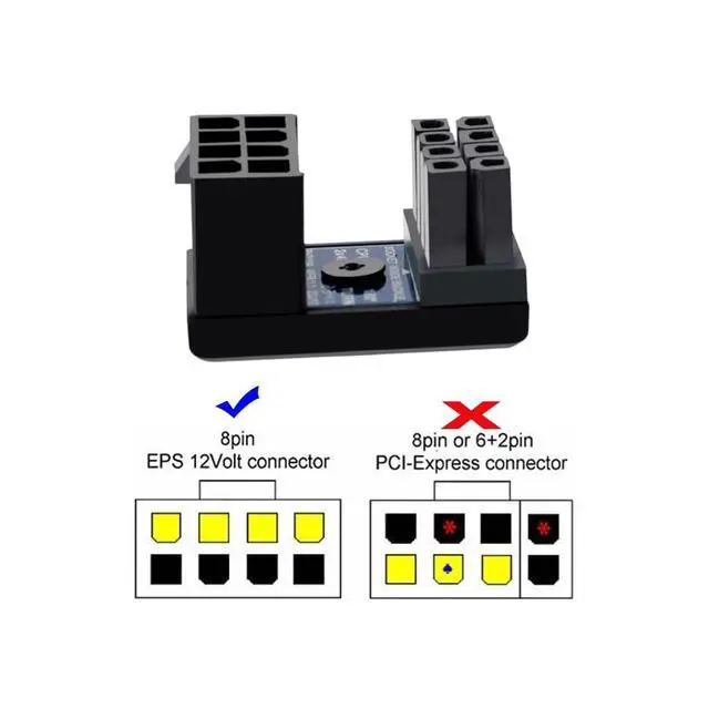 Alt view image 6 of 6 - 2pcs/lot ATX 8P EPS Male to 8P Female 360 Degree Up Down Angled Power Header Adapter for CPU 12V