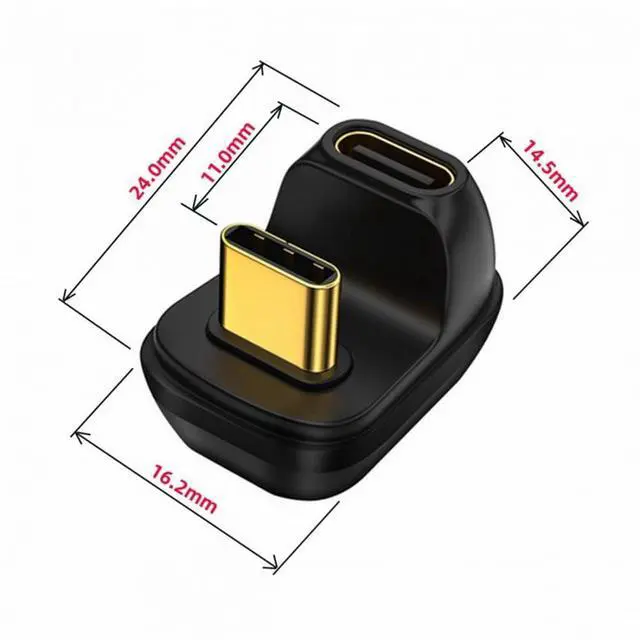 Alt view image 4 of 7 - 40Gbps USB4 Type C Male to Female Power Data Video Adapter Opposite U Shape Back Angled for NS Switch Phone Laptop