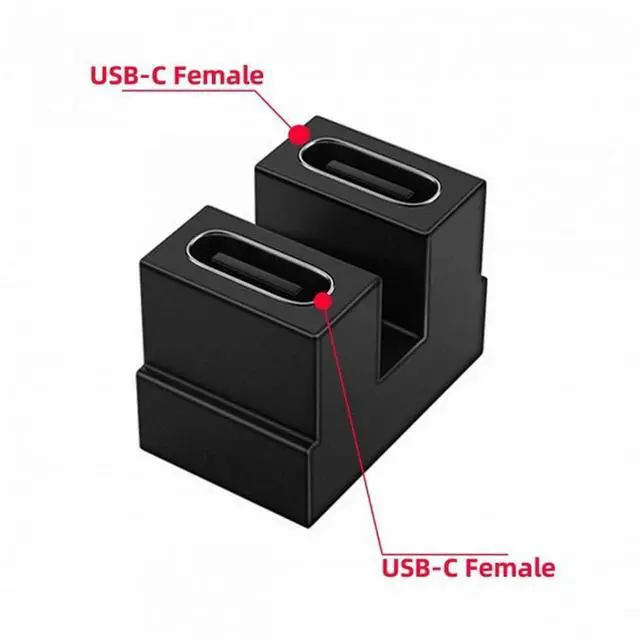 Alt view image 4 of 7 - 40Gbps USB4 Type C Female to Female Coupler Extender Power Data Video Adapter Opposite U Shape Back Angled for NS Switch Phone Laptop