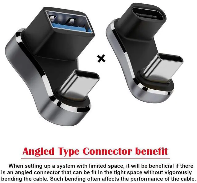 Alt view image 2 of 7 - USB-C Adapter USB3.0 Type C Male to Female & OTG Power Data Adapter Opposite U Shape Back Angled Compatible with Deck
